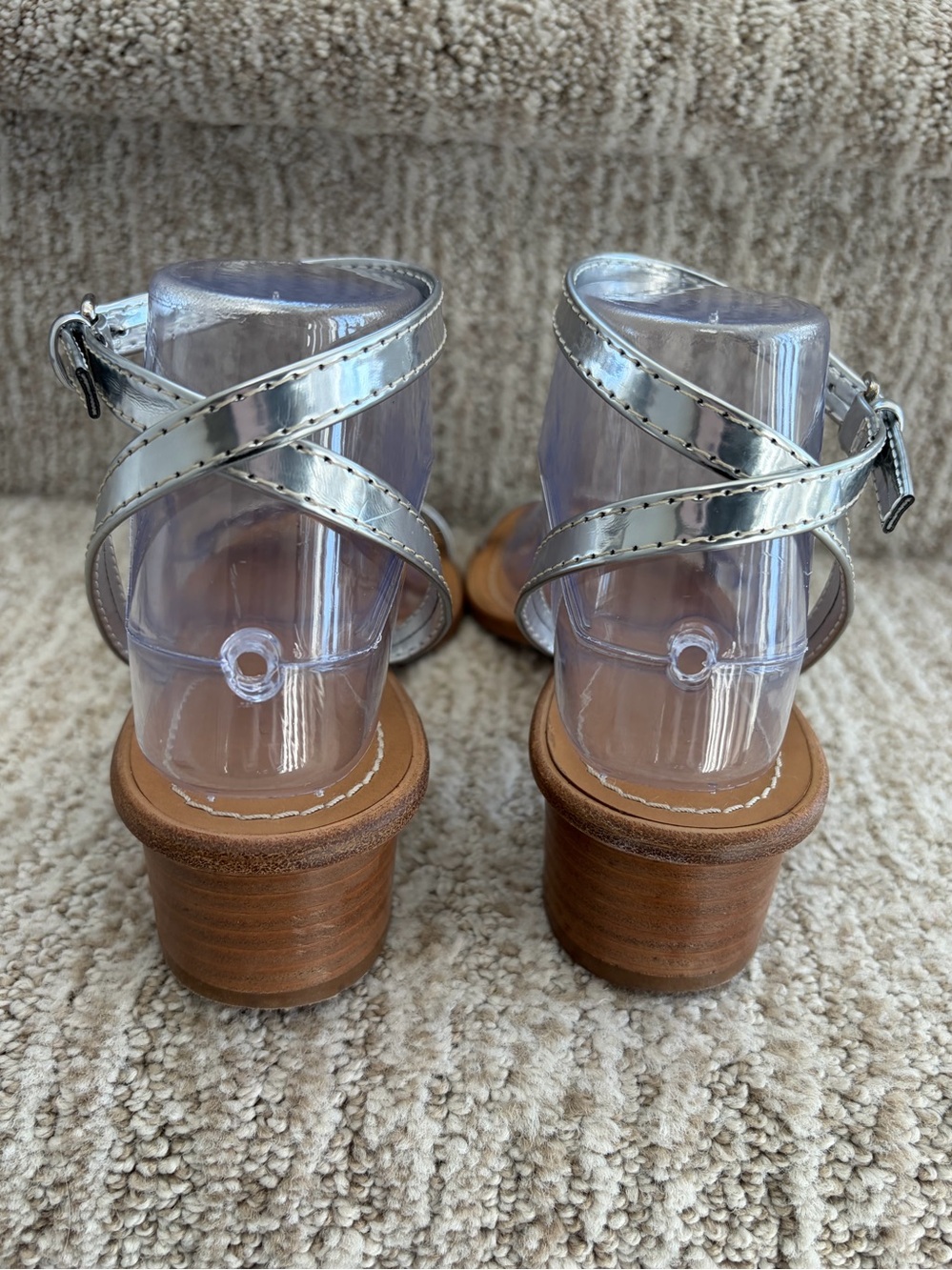 J.Crew silver metallic leather strappy ankle sandals. Size 7. - Picture 6 of 8